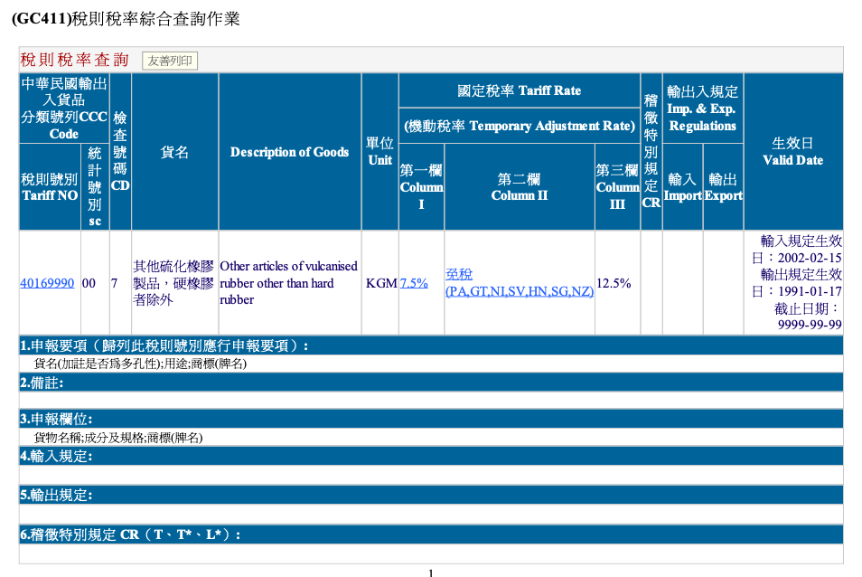 稅則稅率綜合查詢作業